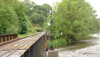 Monitoring railway bridge for flood warning